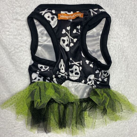 Halloween Skull & Crossbones Tulle Fancy Dog Dress - Picture 3 of 5